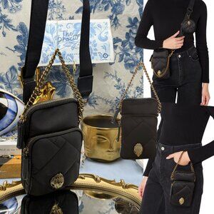 Kurt Geiger Quilted Black Crossbody with Gold Chain